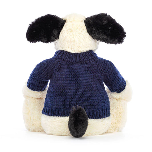 Bashful Black & Cream Puppy With Personalized Navy Jumper - US 6775