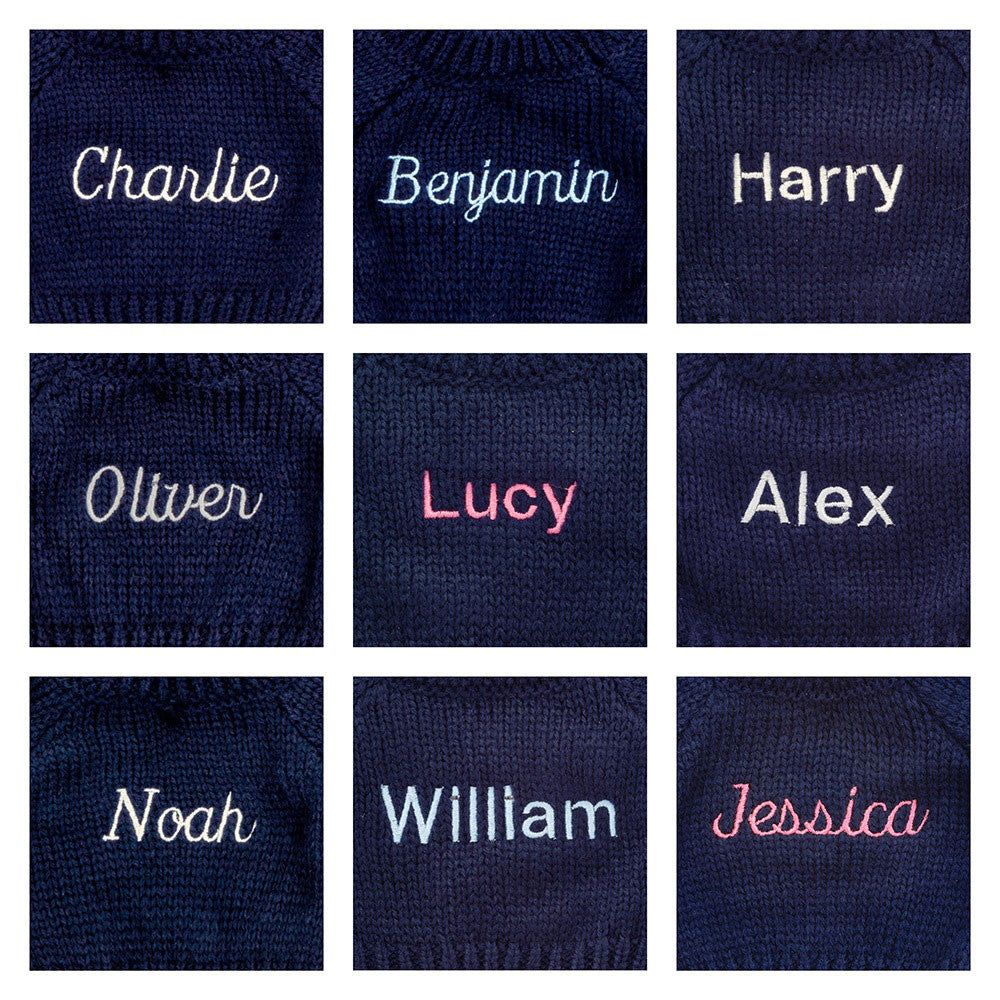 Bashful Silver Bunny With Personalized Navy Jumper - US 4814