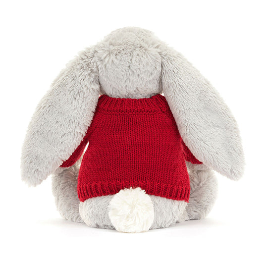 Bashful Silver Bunny With Personalized Red Jumper - US 5402