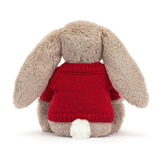 Bashful Beige Bunny With Personalized Red Jumper - US 1871