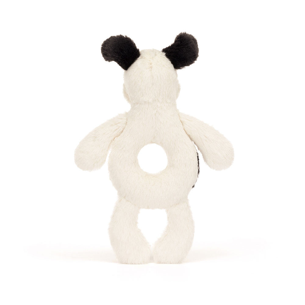 Bashful Black & Cream Puppy Ring Rattle - US 6079