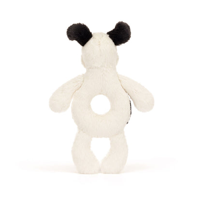 Bashful Black & Cream Puppy Ring Rattle - US 6079