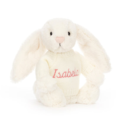 Bashful Cream Bunny With Personalized Cream Jumper - US 1265