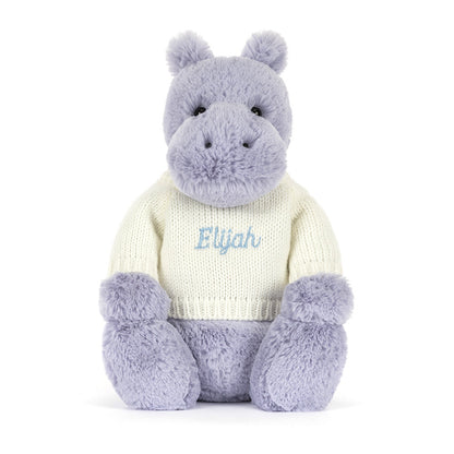 Bashful Hippo With Personalized Cream Jumper - US 9337