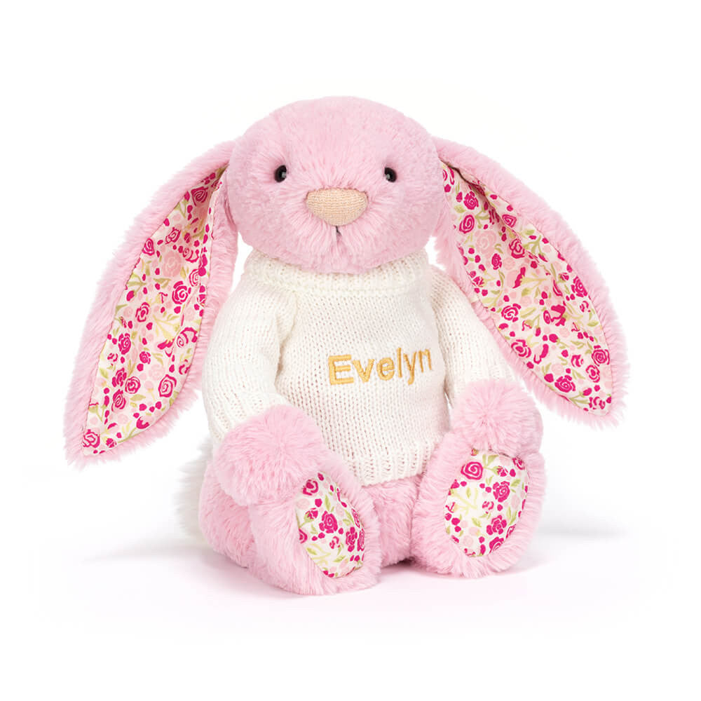 Blushkin Blossom Luxe Bunny With Personalized Cream Jumper - US 2645