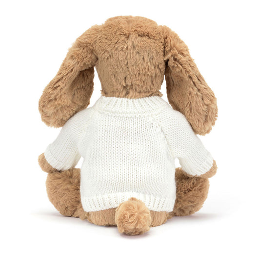 Bashful Toffee Puppy With Personalized Cream Jumper - US 9206