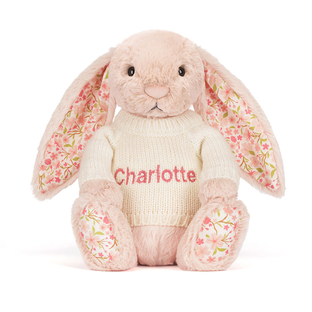 Blossom Blush Bunny 'Cherry' With Personalized Cream Jumper - US 9113