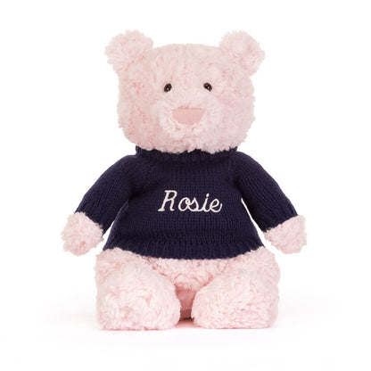 Leola Bear With Personalized Navy Jumper - US 3128