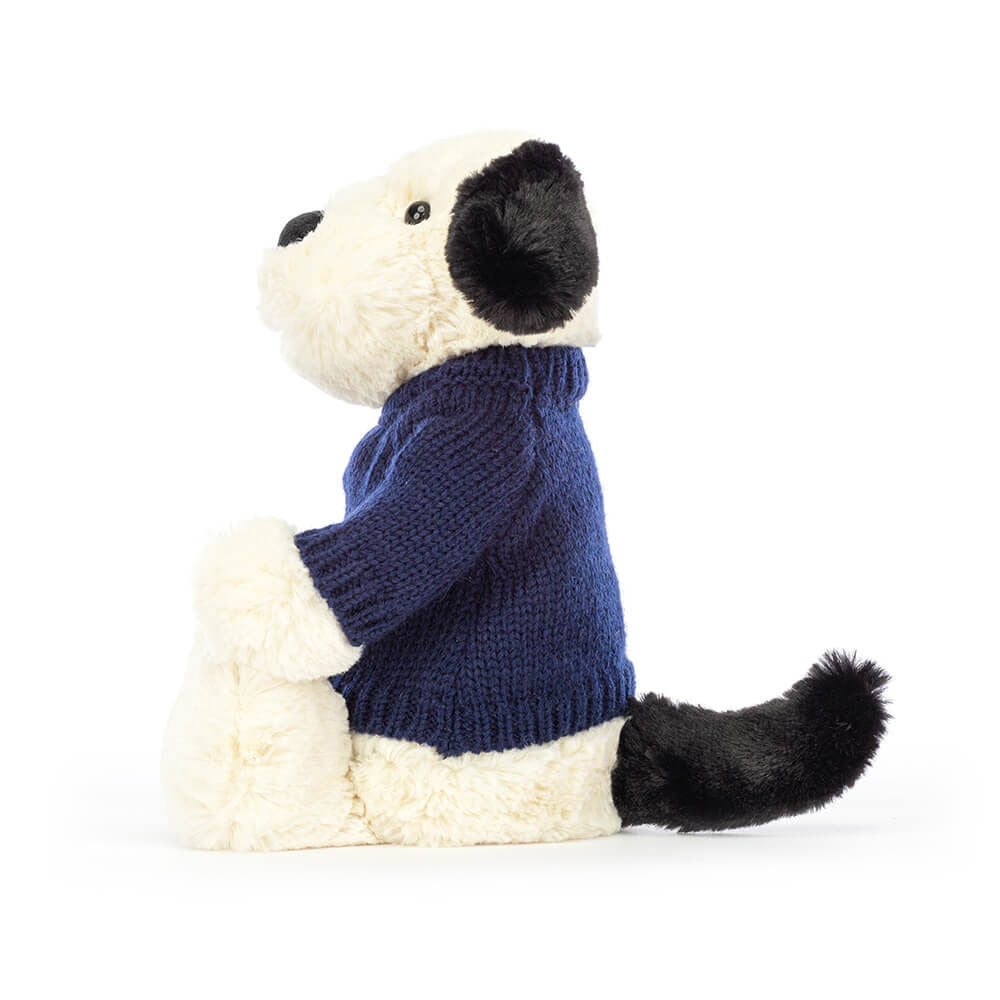 Bashful Black & Cream Puppy With Personalized Navy Jumper - US 6775