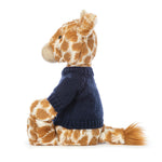 Bashful Giraffe With Personalized Navy Jumper - US 7323