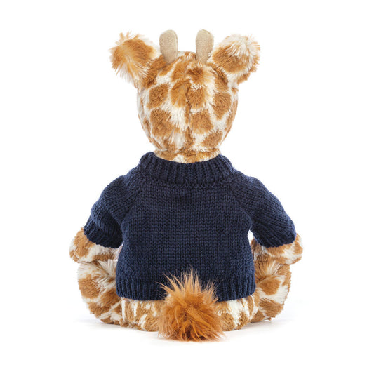 Bashful Giraffe With Personalized Navy Jumper - US 7323