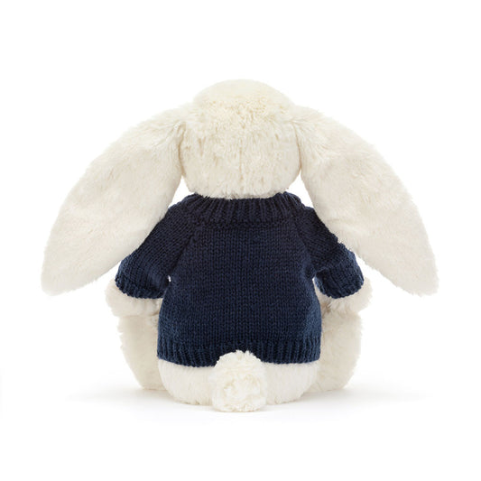 Blossom Cream Bunny 'Berry' With Personalized Navy Jumper - US 0848