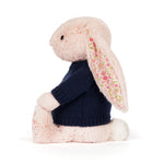 Blossom Blush Bunny 'Cherry' With Personalized Navy Jumper - US 7435