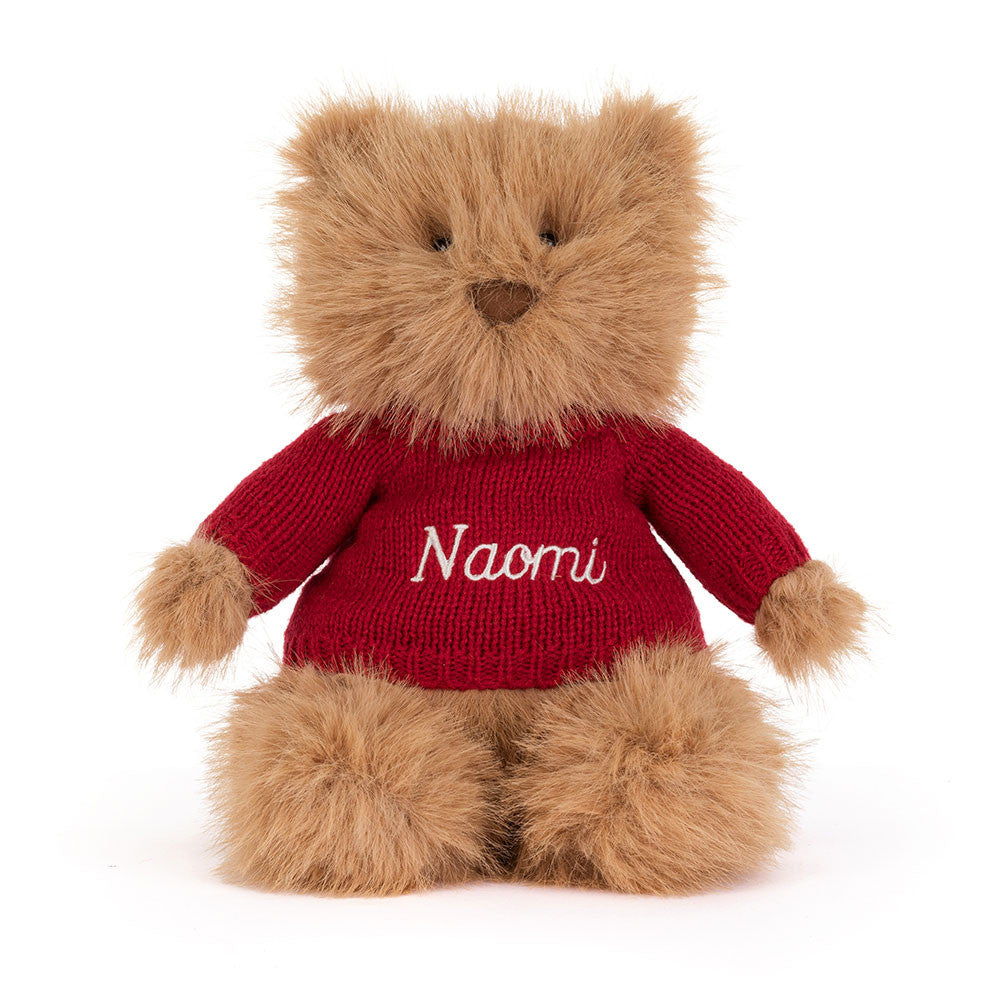 Bartholomew Bear Bouffant With Personalized Red Jumper - US 2754