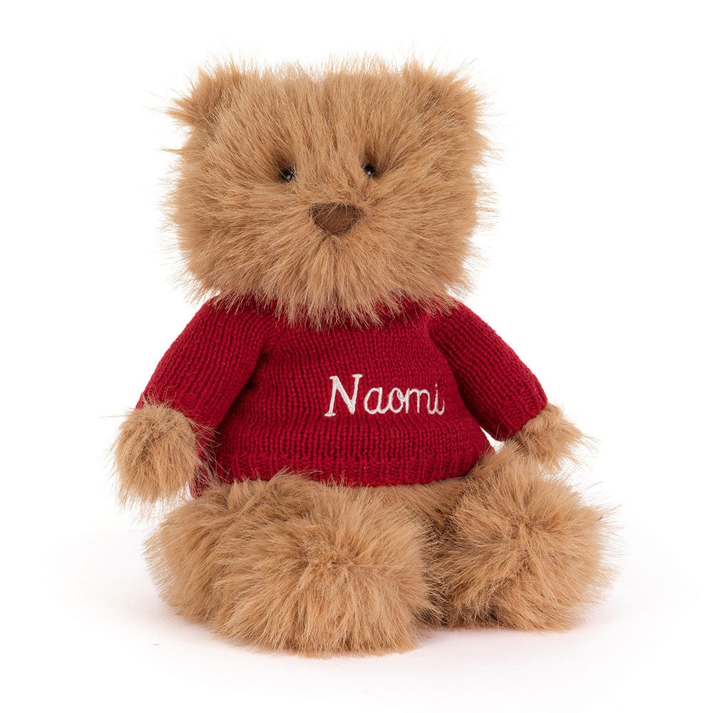 Bartholomew Bear Bouffant With Personalized Red Jumper - US 2754