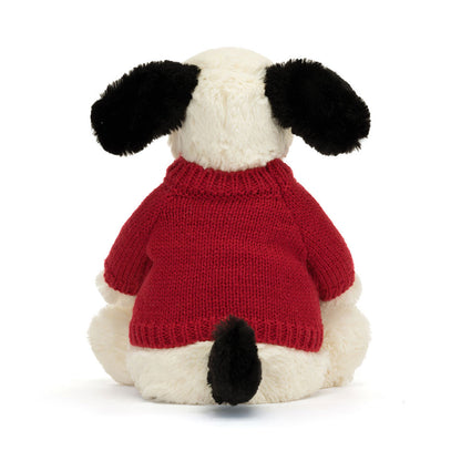 Bashful Black & Cream Puppy With Personalized Red Jumper - US 9614