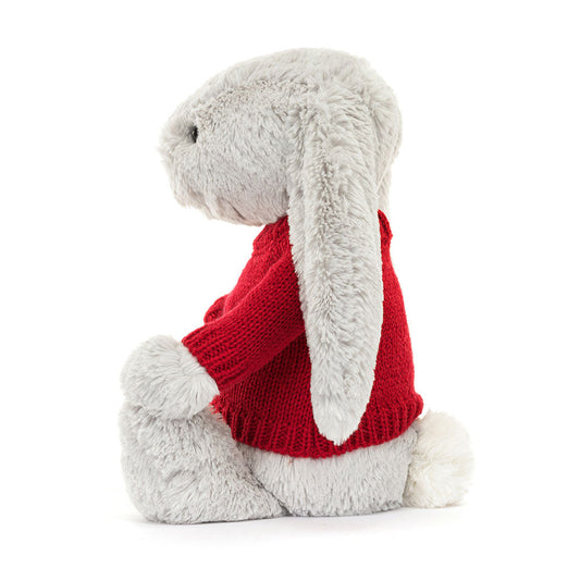 Bashful Silver Bunny With Personalized Red Jumper - US 5402