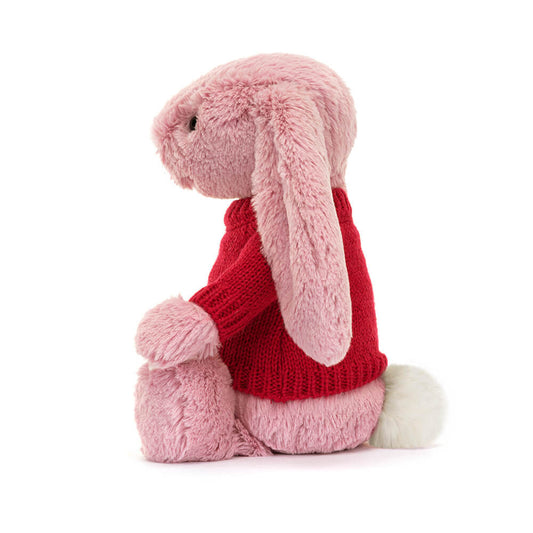 Bashful Tulip Pink Bunny With Personalized Red Jumper - US 0038