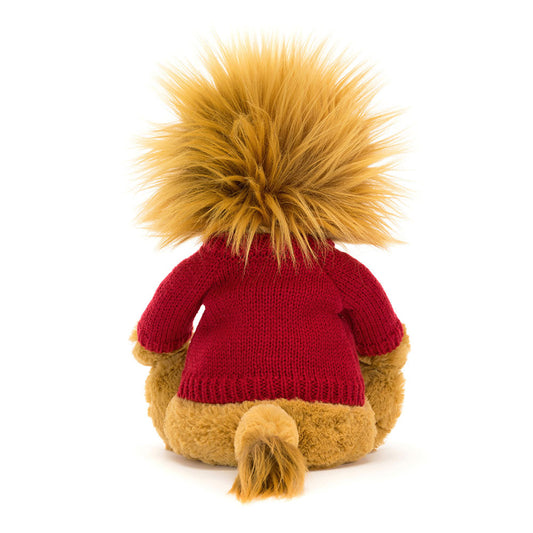 Bashful Lion With Personalized Red Jumper - US 9581