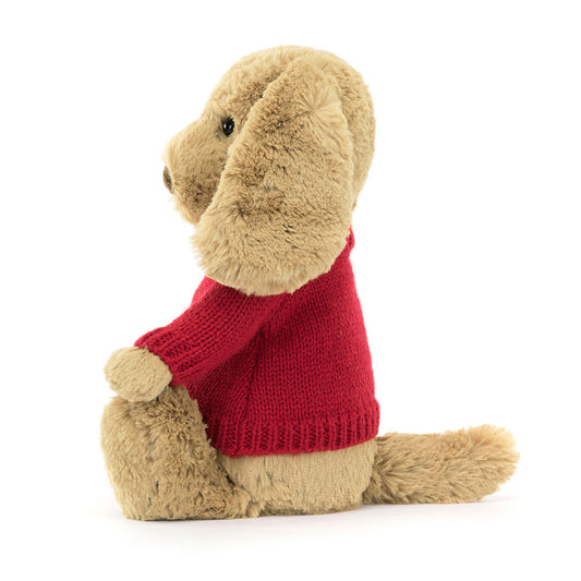Bashful Toffee Puppy With Personalized Red Jumper - US 6309