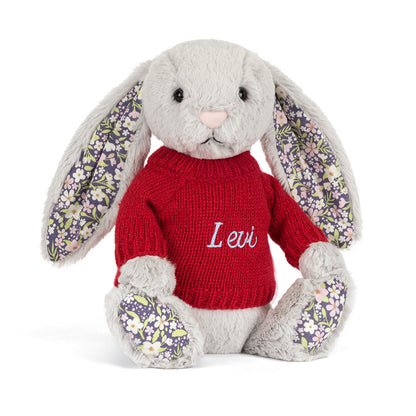 Blossom Silver Bunny 'Bloom' With Personalized Red Jumper - US 2466