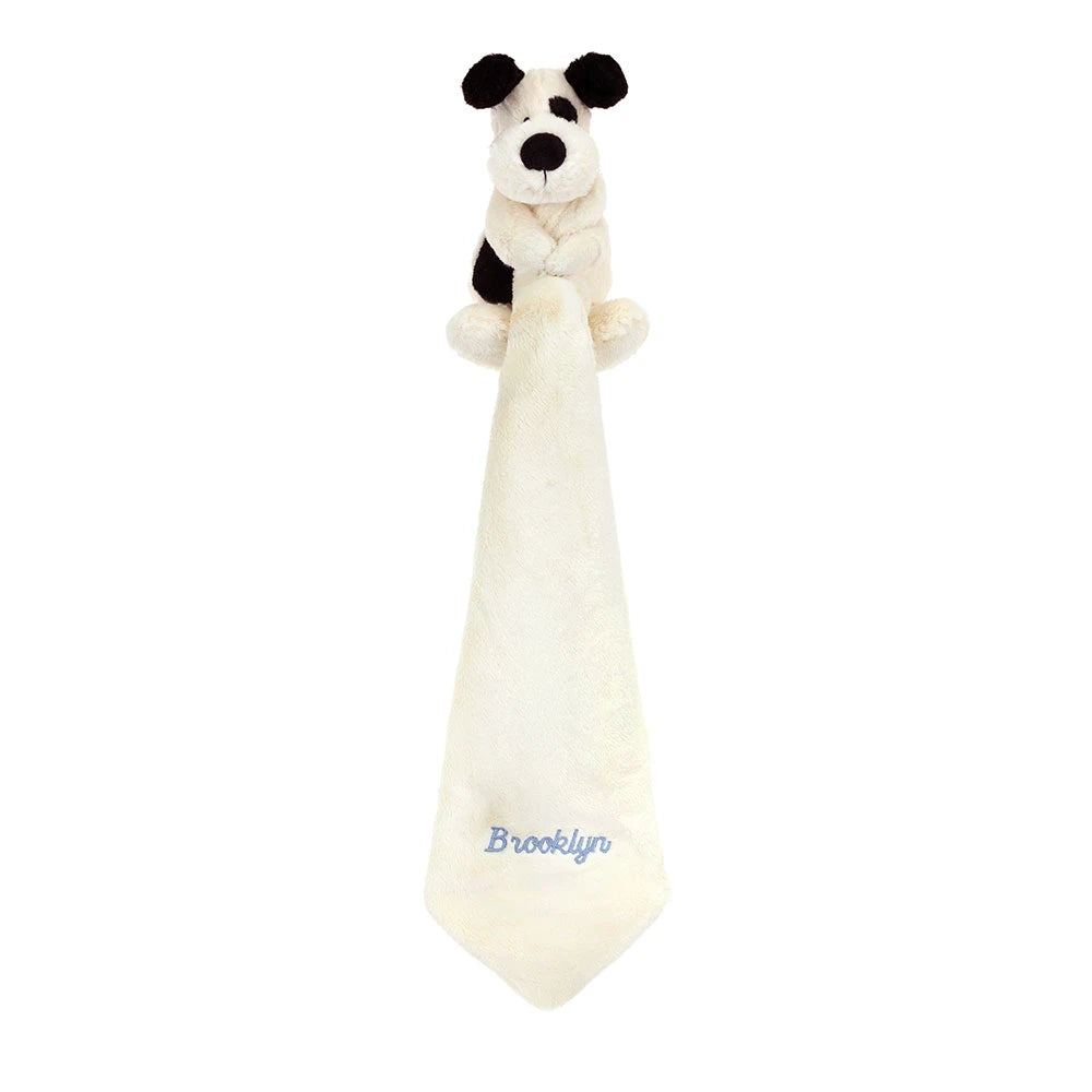 Personalized Bashful Black & Cream Puppy Soother - US 1456
