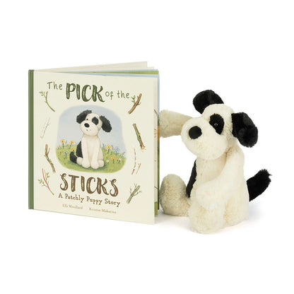 The Pick Of The Sticks Book And Bashful Black & Cream Puppy Medium - US 0438